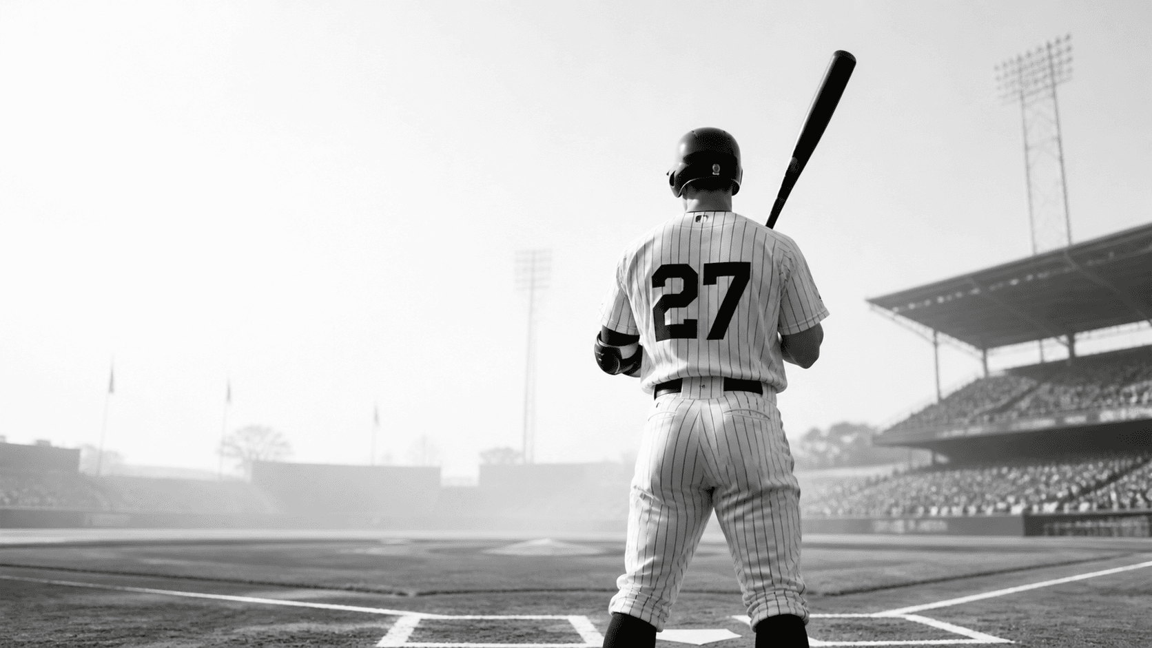 Baseball player overlooking a stadium